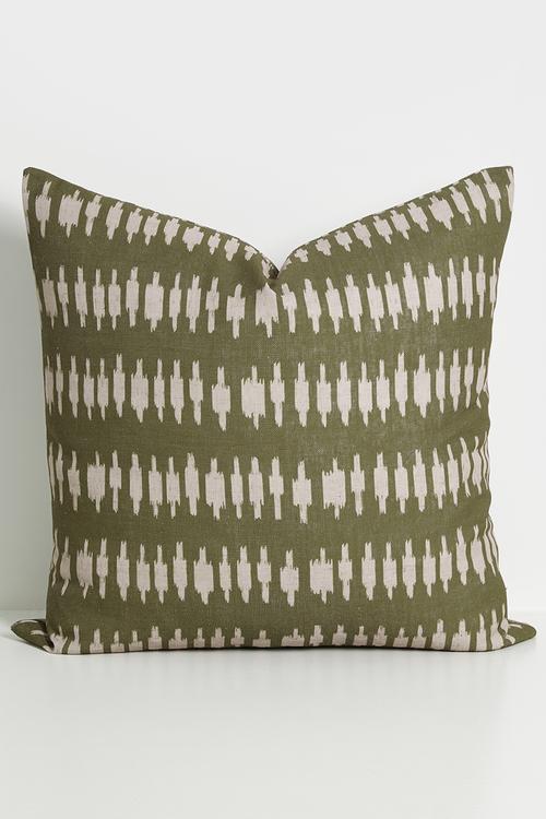 Tribe Print Cushion Cover - Green & Ecru