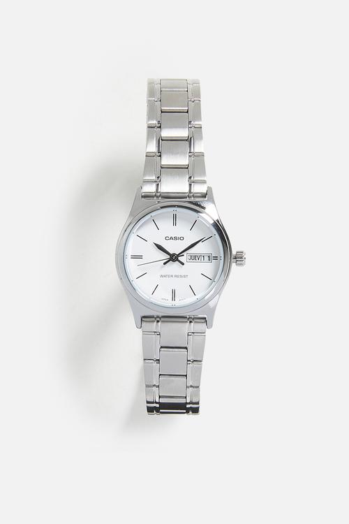 Analog Day Date Disp Wht Dial - Silver
