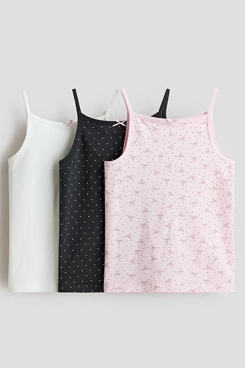 3-pack jersey vest tops - white/pink/black