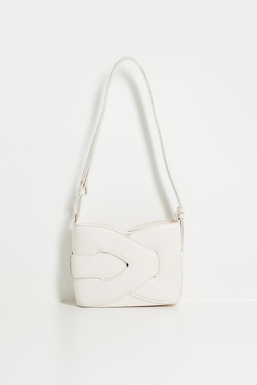 Laurel Sculpted Woven Shoulder Bag - Cream