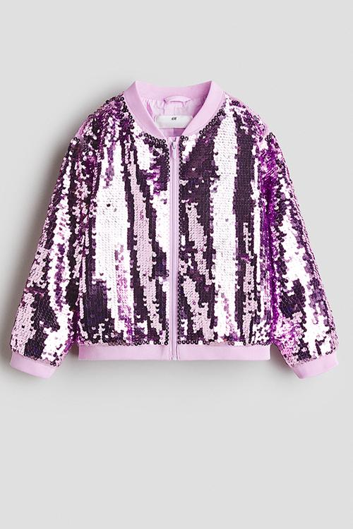 Sequined bomber jacket - purple/rainbow