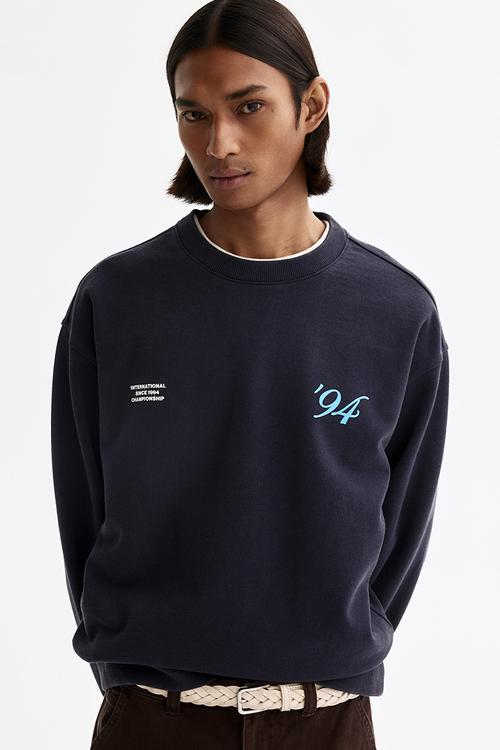 Loose fit printed sweatshirt - dark blue/intl. 94