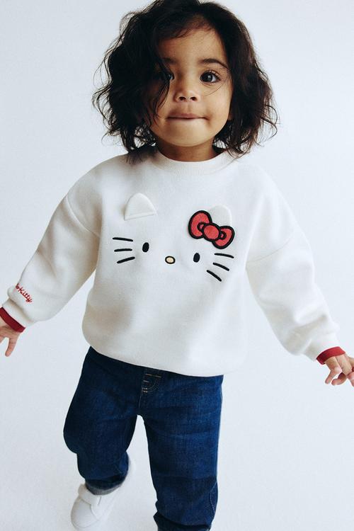 Motif-detail sweatshirt - white/hello kitty