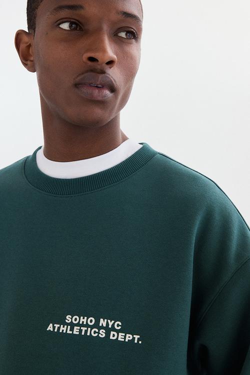 Loose fit sweatshirt - dark green/soho nyc