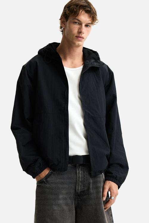 Water-repellent nylon windbreaker - black