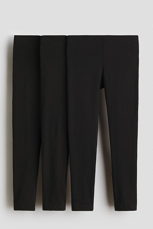 3-pack cotton jersey leggings - black