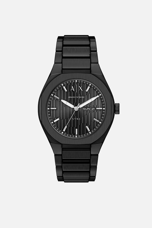 Armani Exchange Sync Day-Date Stainless Steel Watch AX4301 - Black