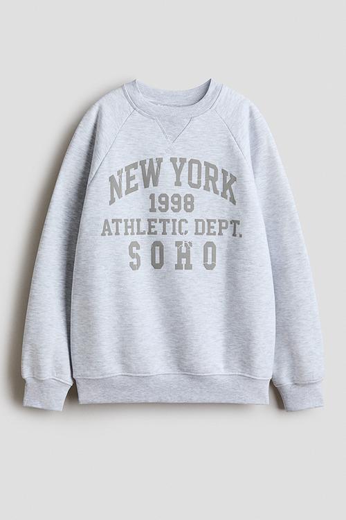 Printed sweatshirt - light grey marl/new york