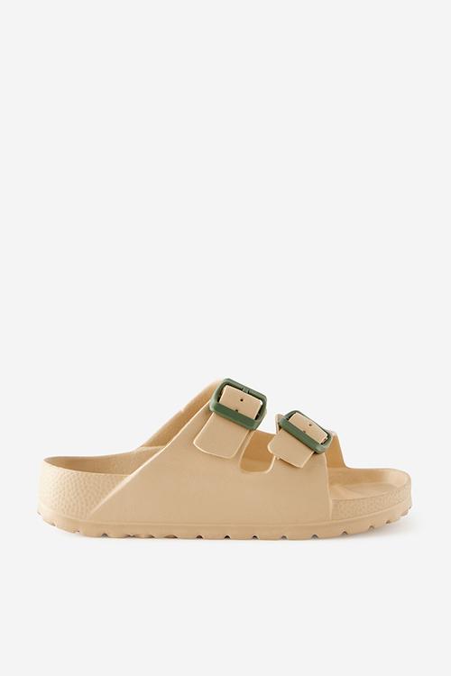 Twin Strap Slide - Semolina/Khaki Green