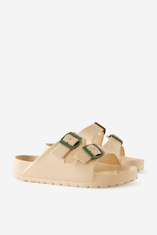 Twin Strap Slide - Semolina/Khaki Green