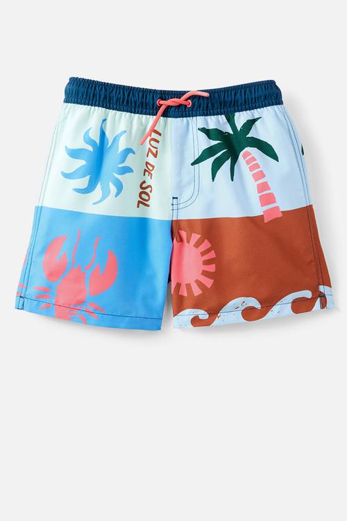 Bailey Boardshort - Aquamarine - Spliced Print