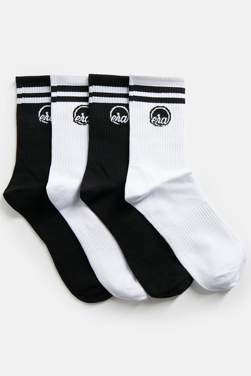 Era logo crew socks 4 Pack - black & white