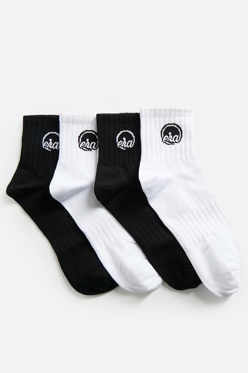 Era logo signature socks/everyday socks 4 Pack - black & white