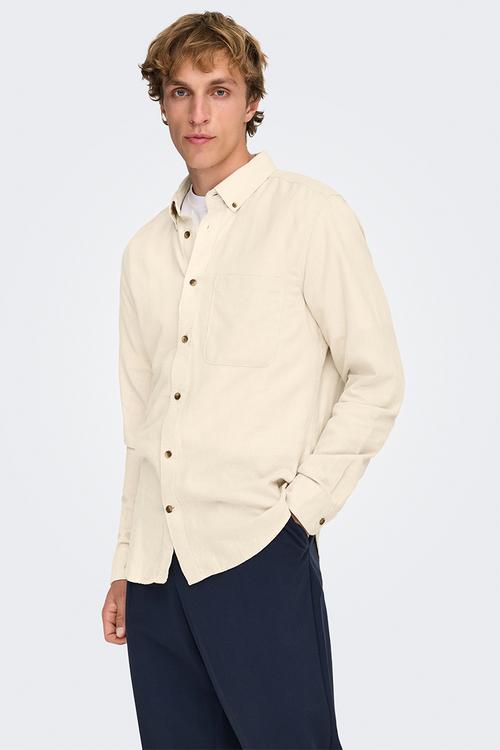 ONSGUDMUND Slim 1 Pocket Solid Shirt - Silver Lining