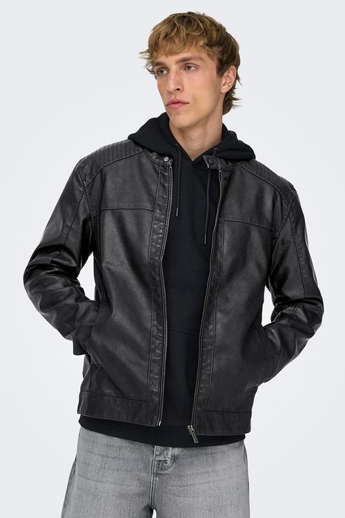 ONSMIKE PU Racer Jacket Otw - Black