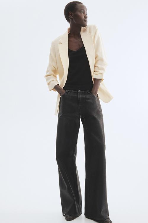 Gathered-sleeve blazer - cream