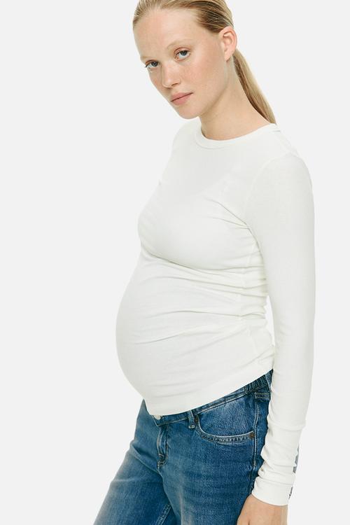 Mama ribbed jersey top - cream
