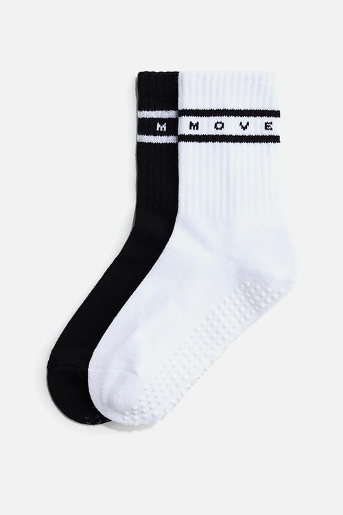 2-Pack anti-slip yoga socks - white/striped