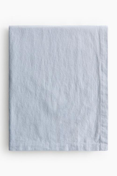 Linen-blend tablecloth - dusty blue