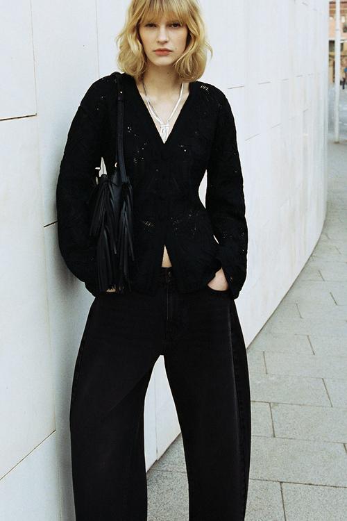 Barrel-leg jeans - washed black