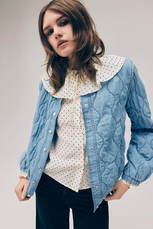 Quilted denim jacket - light denim blue