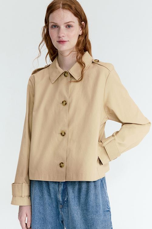 Trench-look cotton jacket - beige