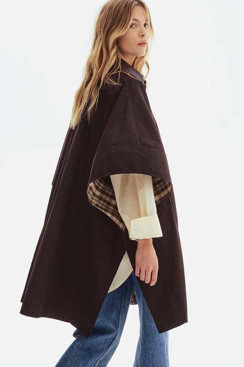 Collared cape coat - dark brown
