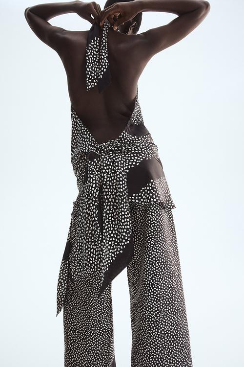 Halterneck top - black/spotted