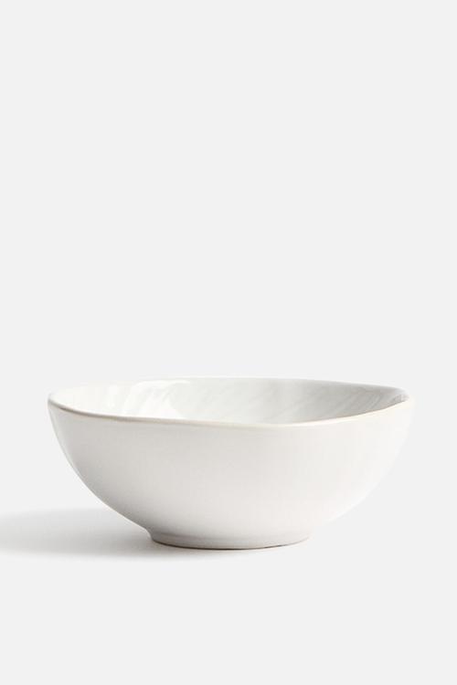 Textured stoneware bowl - white