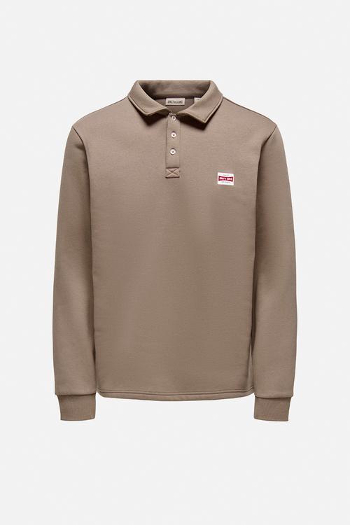 ONSDAWSON Regular Long Sleeve Rugby Polo - Brown