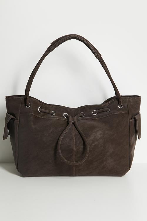 Freya Drawstring Shoulder Bag-Brown