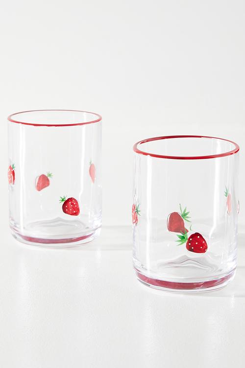 Strawberry tumbler glass set of 2 - Clear