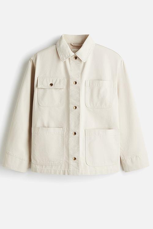 Corduroy-collar jacket - light beige