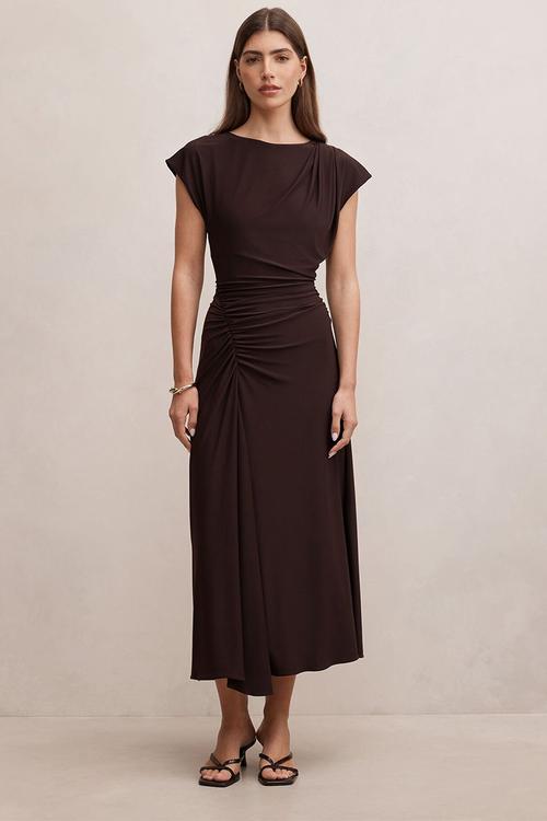 Marissa jersey t-shirt midi dress - dark chocolate