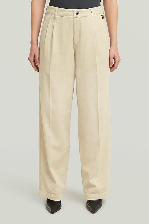 Pleated chino wmn - dk brick gd