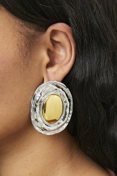 Lucienne Two Tone Sphere Earrings-Silver/Gold