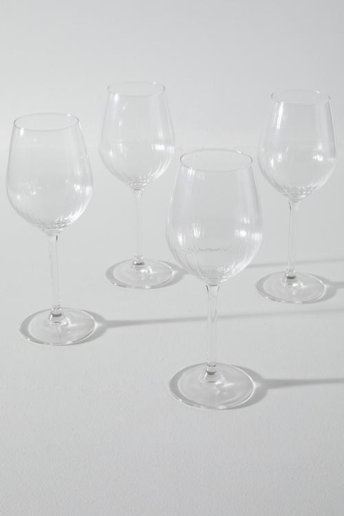DipRribbed wine glasses 380ml set of 4 - Clear