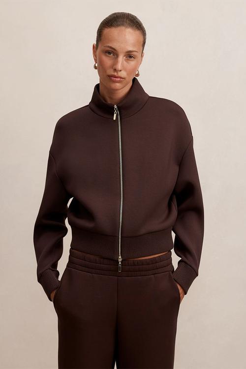 Hannah zip lounge jacket in chocolate
