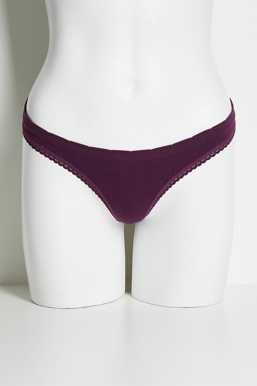 Seamless low rise  g string brief - blackcurrant texture