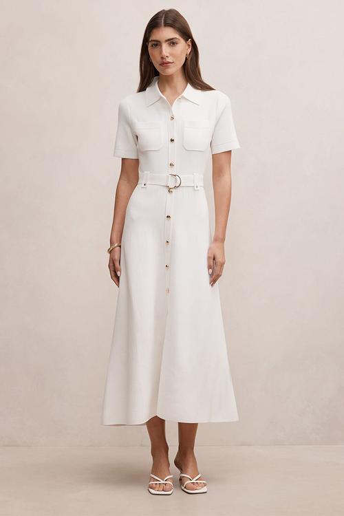 Amy knit midi dress in porcelain