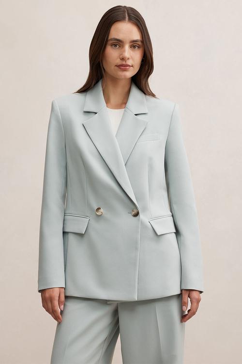 Lee double breasted blazer in hazy aqua suit