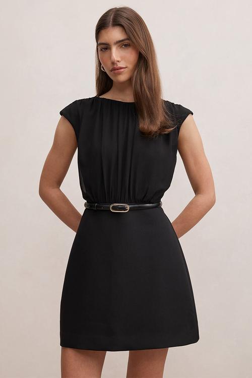 Quinn gathered bodice mini dress in black