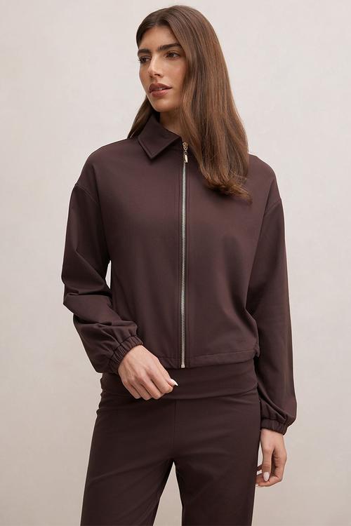 Willow drawcord jacket in chocolate freckle