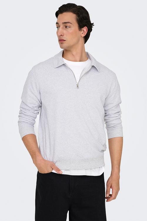 Onsdavid reg half zip sweat noos - light grey melange