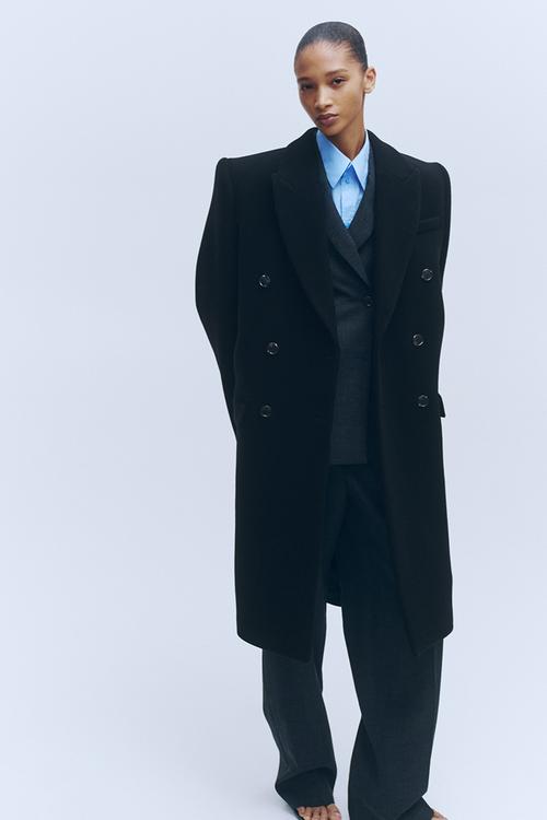 WARDROBE.NYC H&M:  Double-breasted wool coat - black