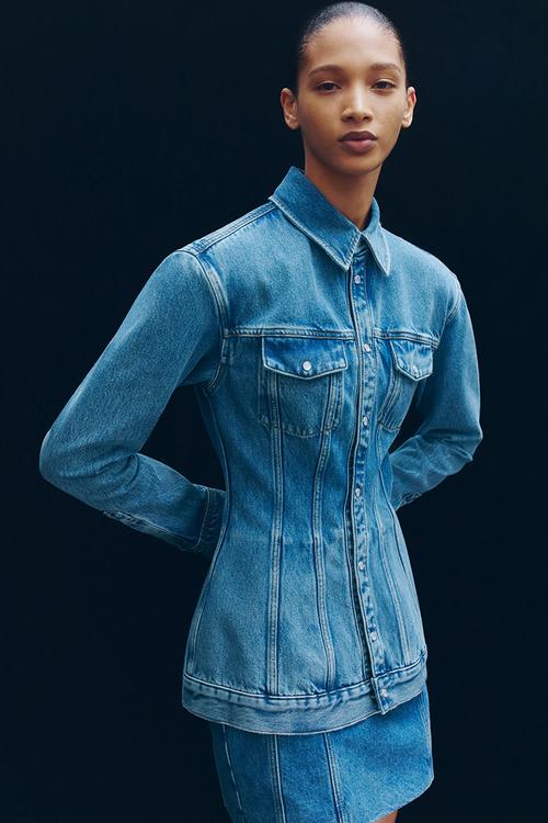 WARDROBE.NYC H&M:  Denim hourglass jacket - light denim blue