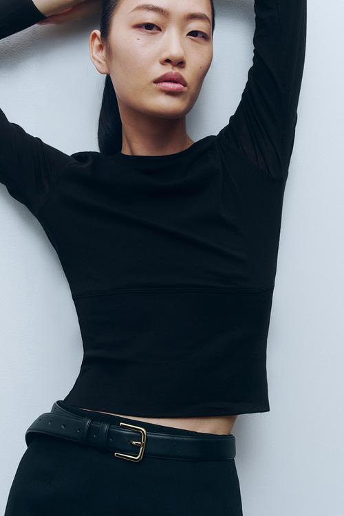 WARDROBE.NYC H&M:  Long-sleeved cotton top - black