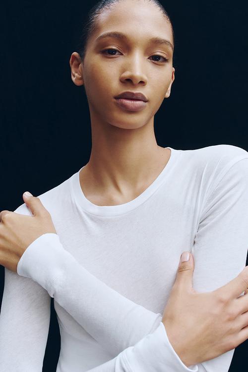 WARDROBE.NYC H&M:  Long-sleeved cotton top - white