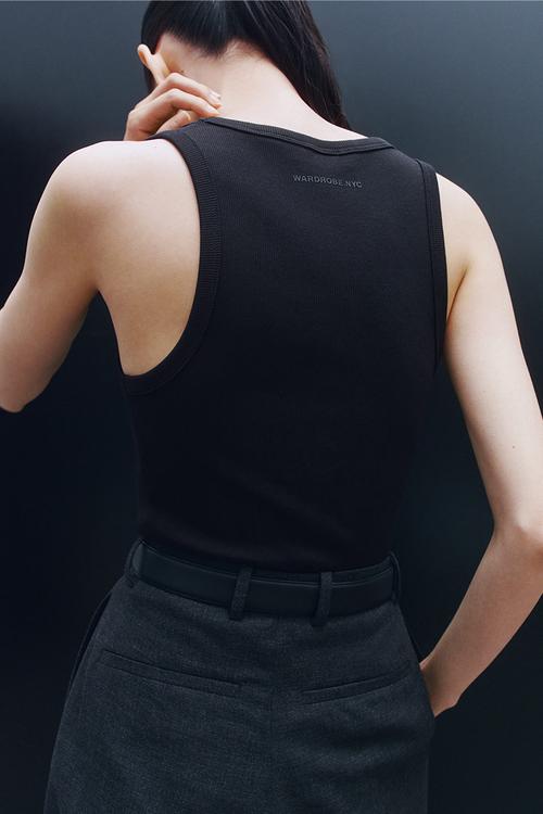 WARDROBE.NYC H&M:  Ribbed vest top - black