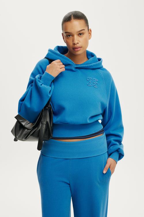 Slouchy Raglan Hoodie - Cobalt